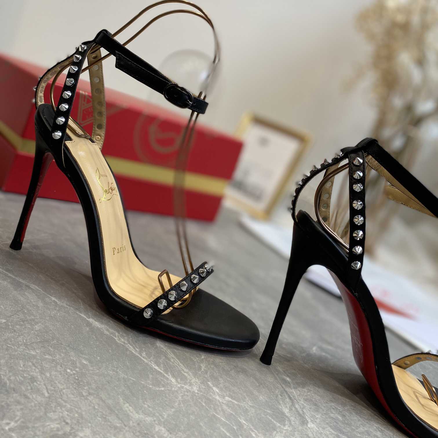 Christian Louboutin So Me Spike 70 Leather Sandals - EUR FASHION