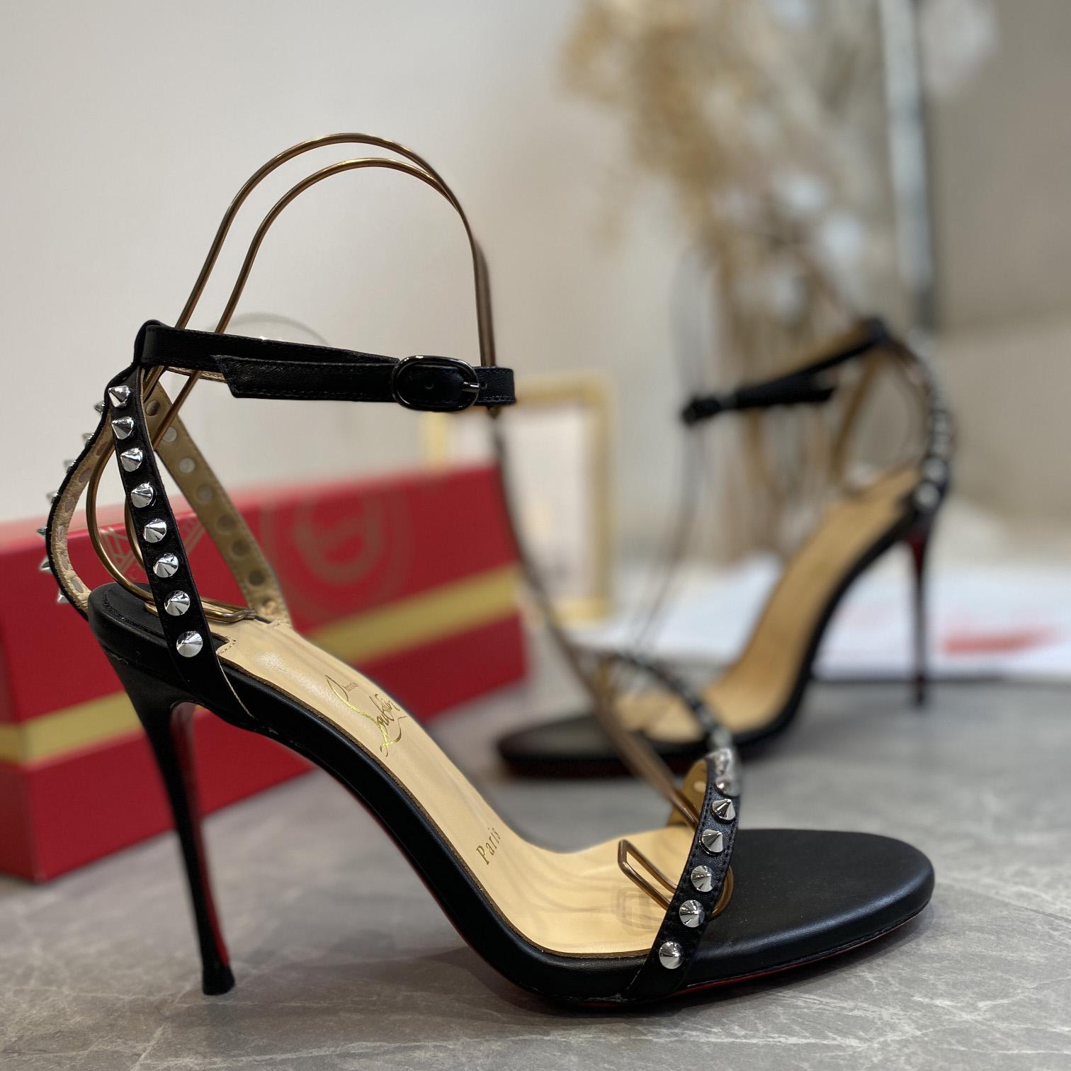 Christian Louboutin So Me Spike 70 Leather Sandals - EUR FASHION