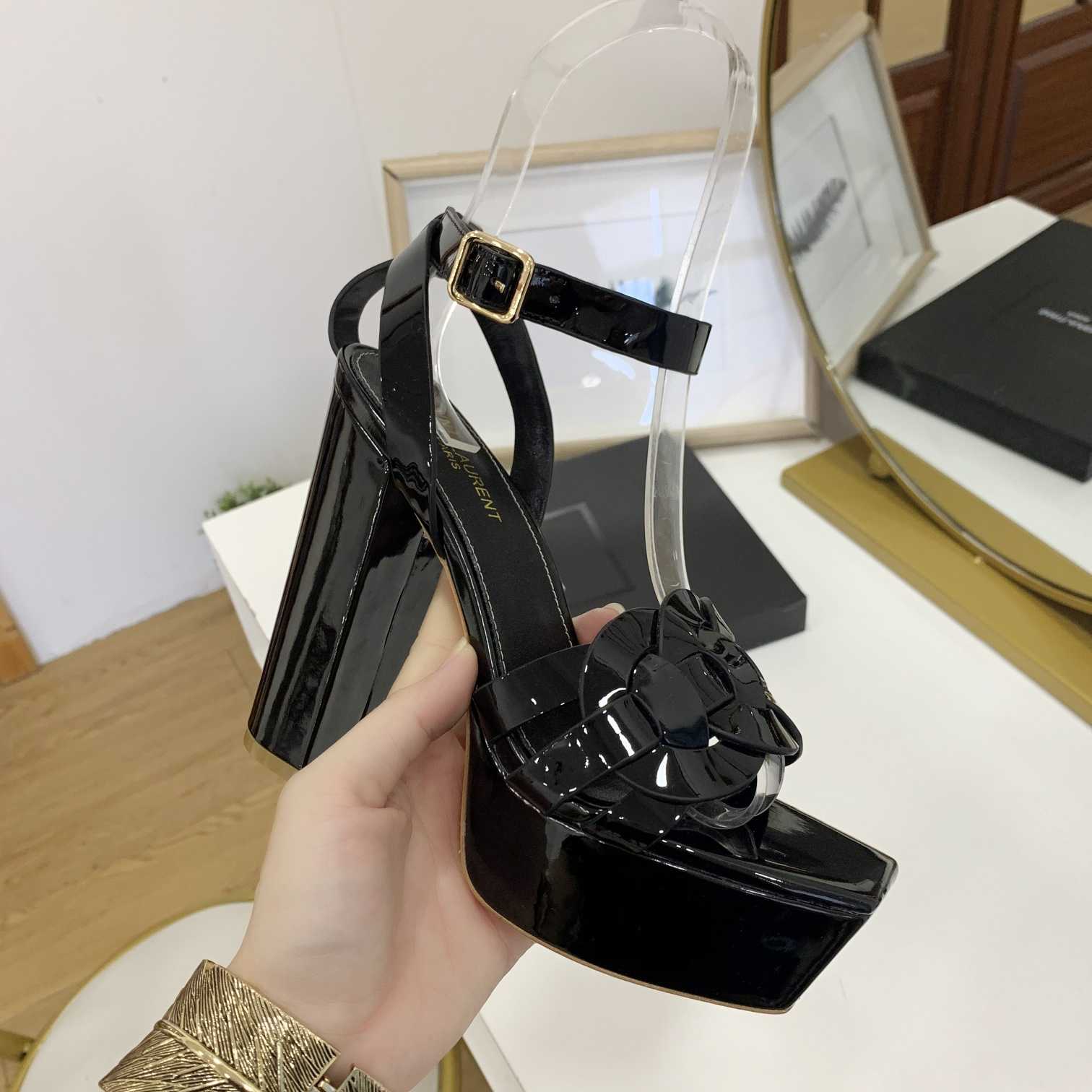 Saint Laurent Patent Leather Sandals - EUR FASHION