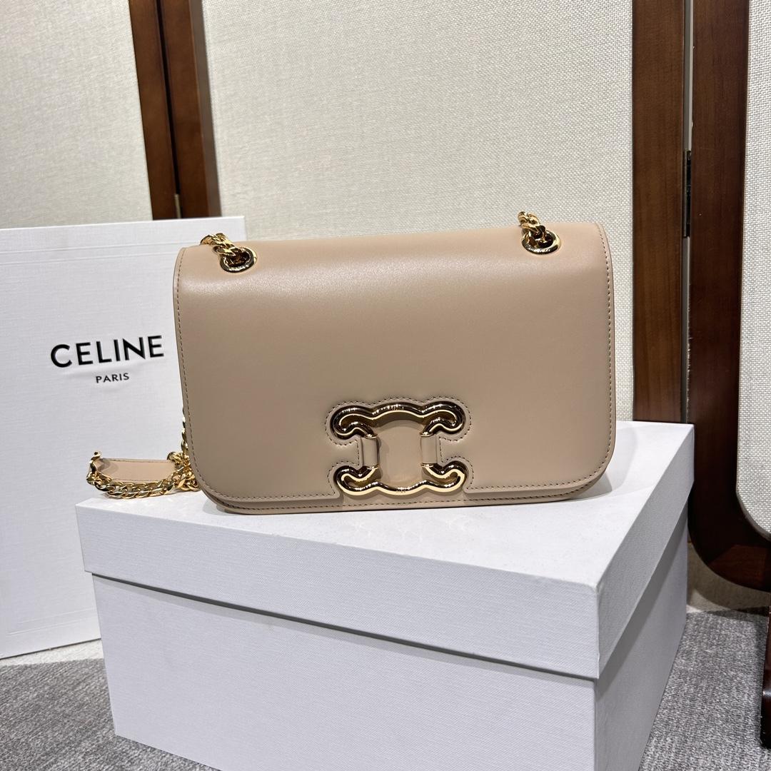 Celine Medium Bag Triomphe Frame In Shiny Calfskin - EUR FASHION