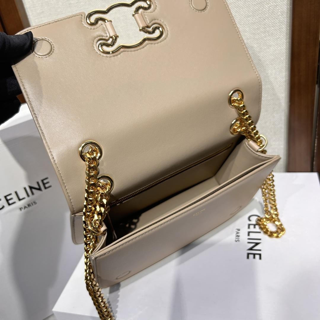 Celine Medium Bag Triomphe Frame In Shiny Calfskin - EUR FASHION