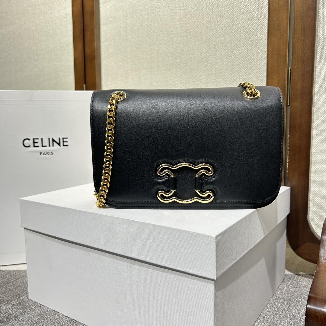 Celine Medium Bag Triomphe Frame In Shiny Calfskin - EUR FASHION