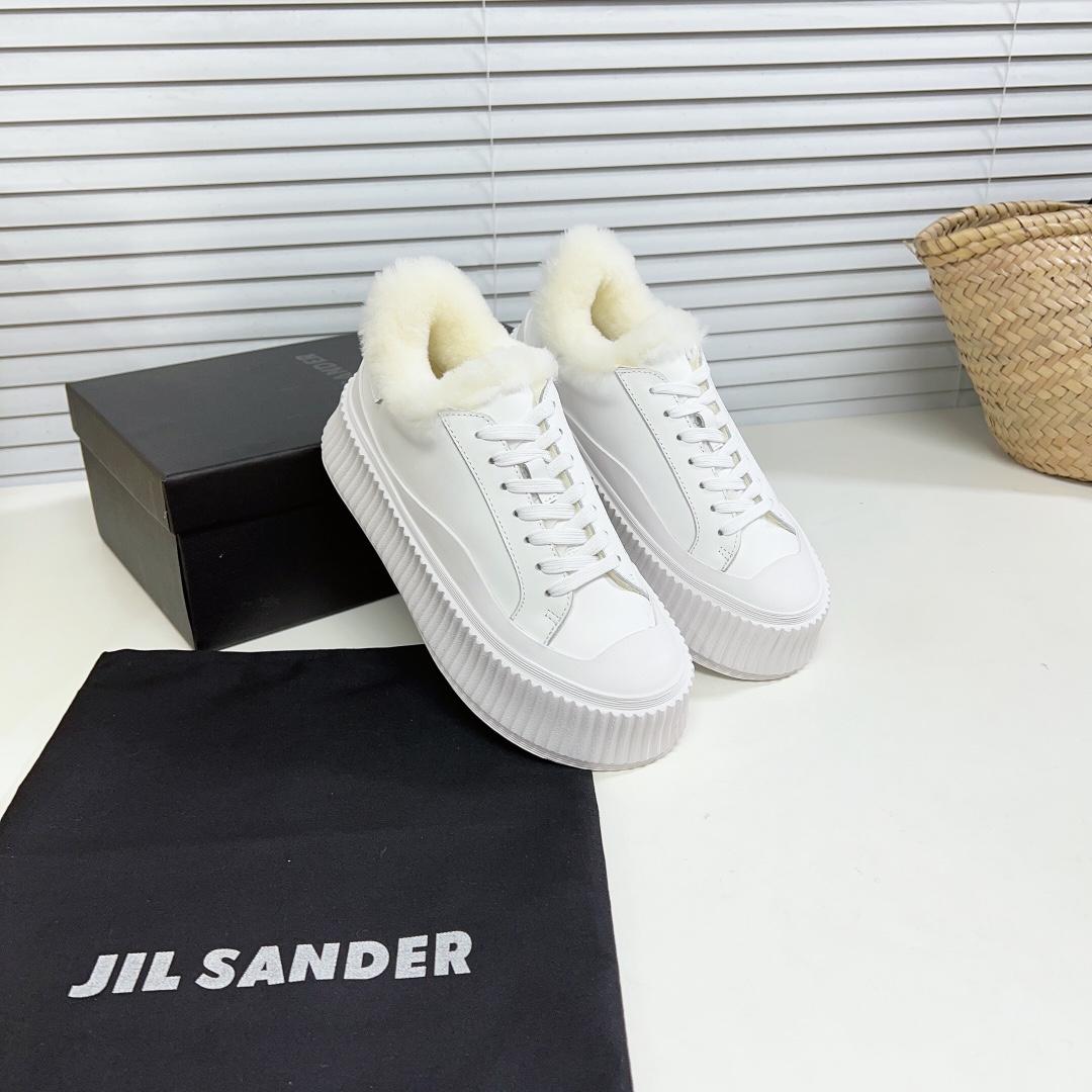 JIl Sander Leather Sneakers With Vulcanized Rubber Sole - EUR FASHION