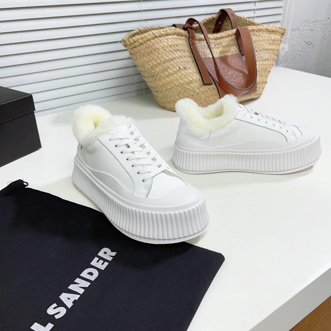 JIl Sander Leather Sneakers With Vulcanized Rubber Sole - EUR FASHION