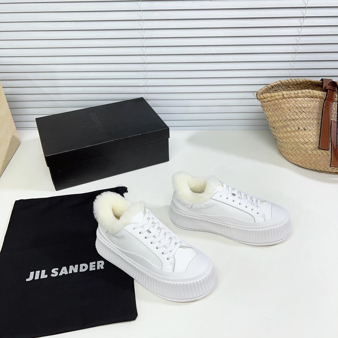 JIl Sander Leather Sneakers With Vulcanized Rubber Sole - EUR FASHION