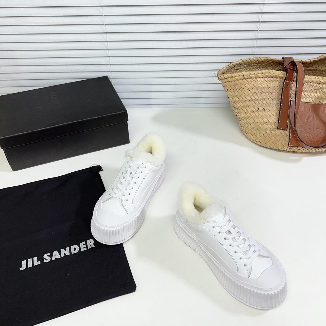 JIl Sander Leather Sneakers With Vulcanized Rubber Sole - EUR FASHION