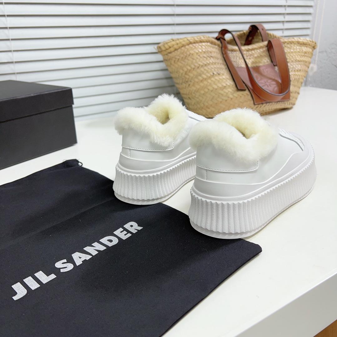 JIl Sander Leather Sneakers With Vulcanized Rubber Sole - EUR FASHION