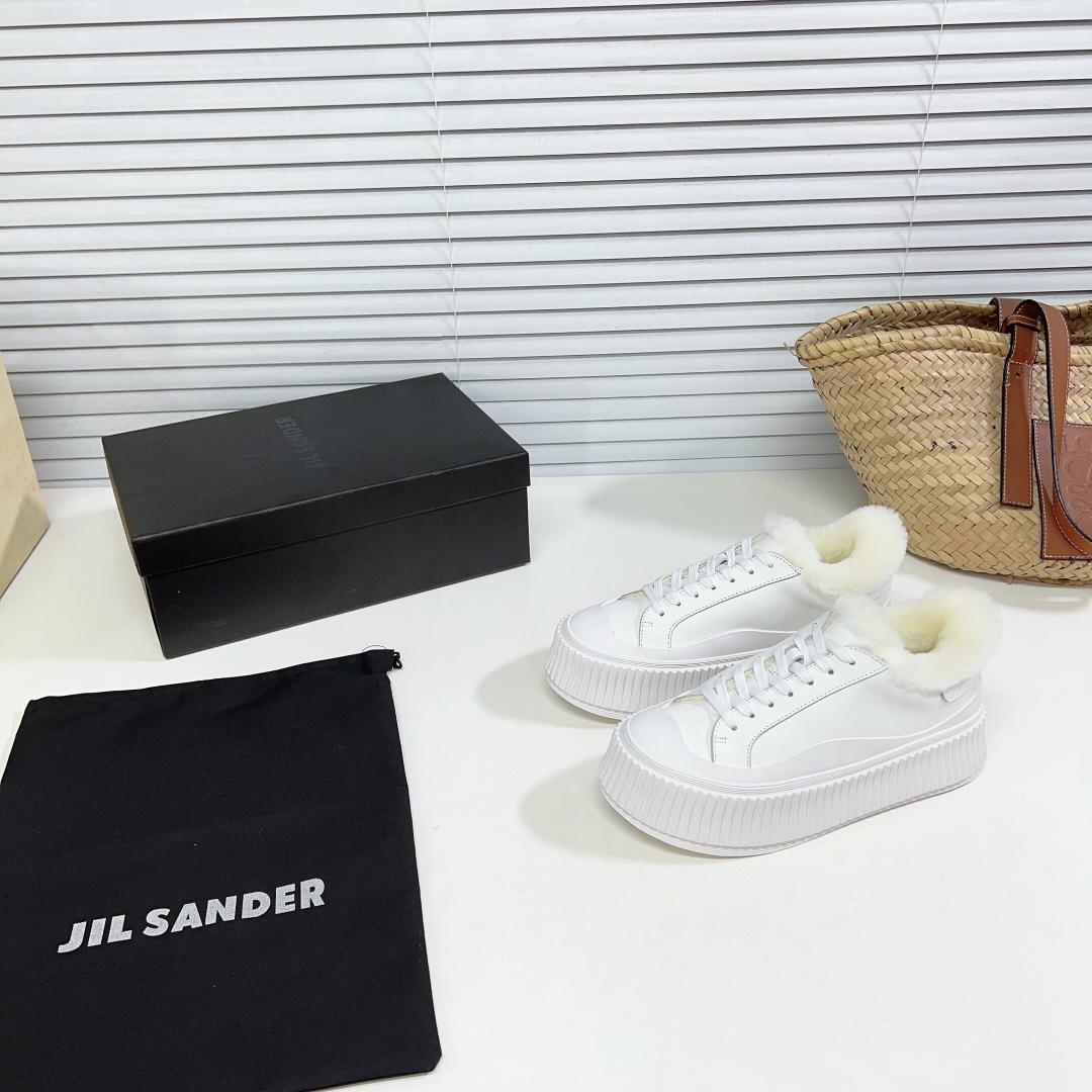 JIl Sander Leather Sneakers With Vulcanized Rubber Sole - EUR FASHION