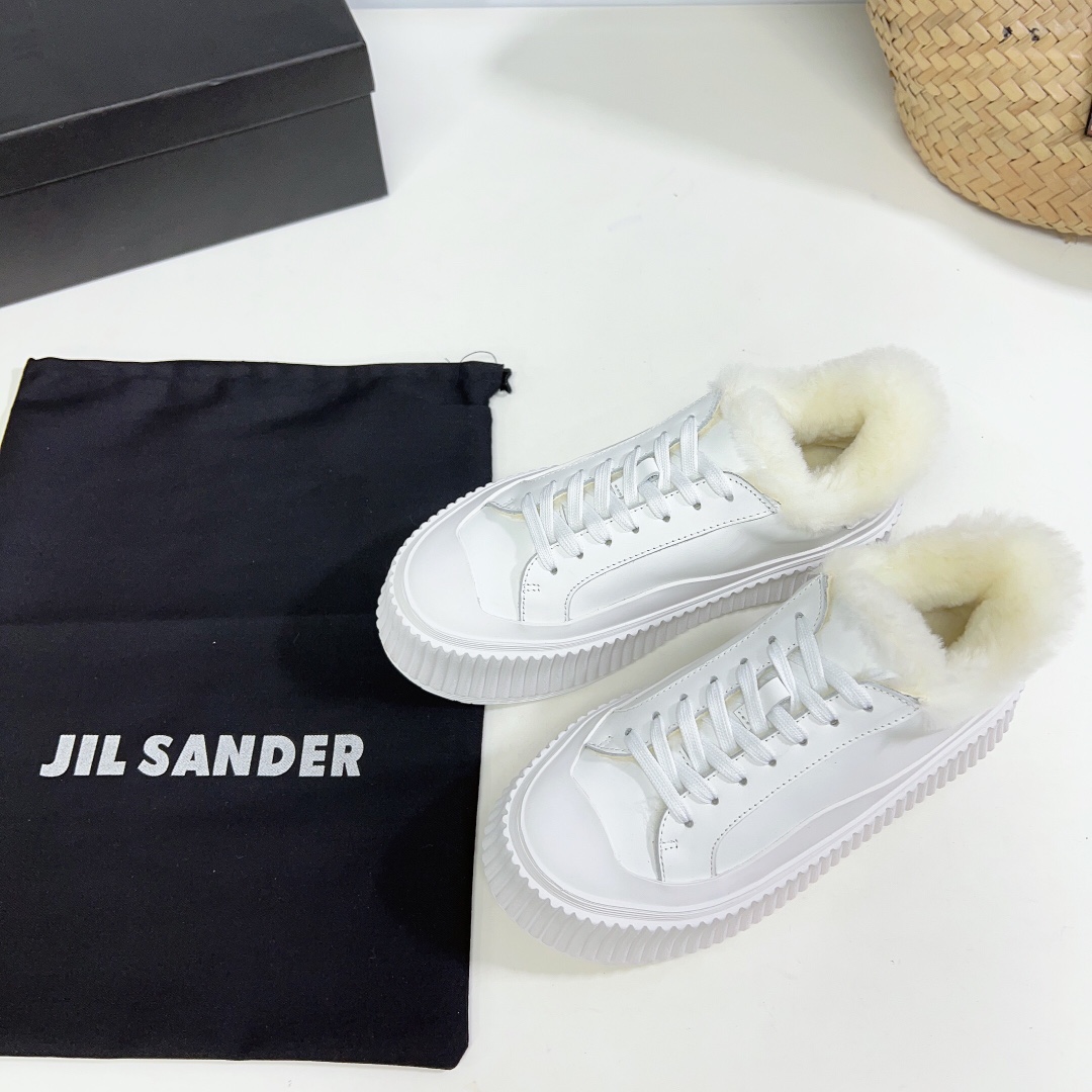 JIl Sander Leather Sneakers With Vulcanized Rubber Sole - EUR FASHION