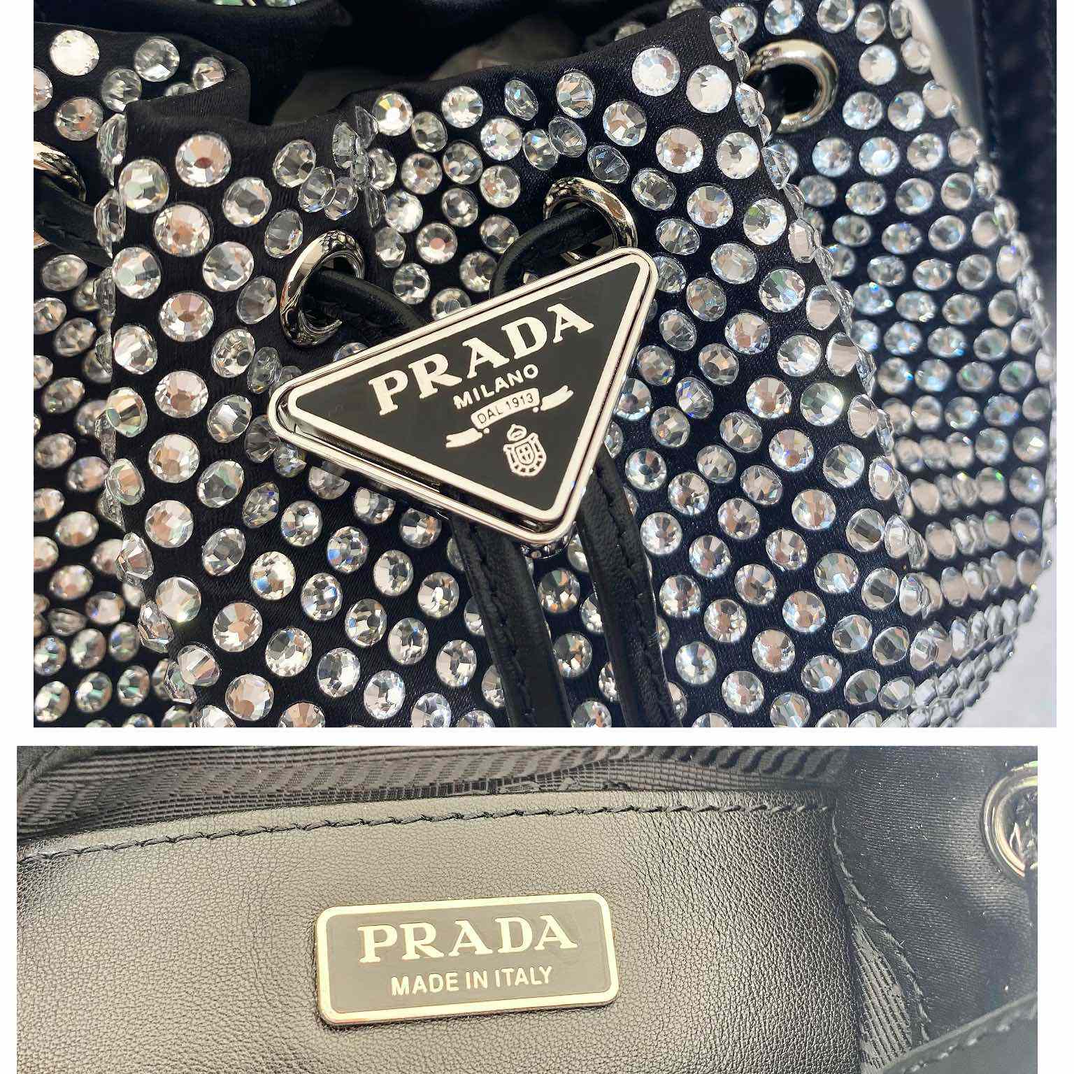 Prada Satin Mini-Bag With Crystals(16-21-10cm) - EUR FASHION