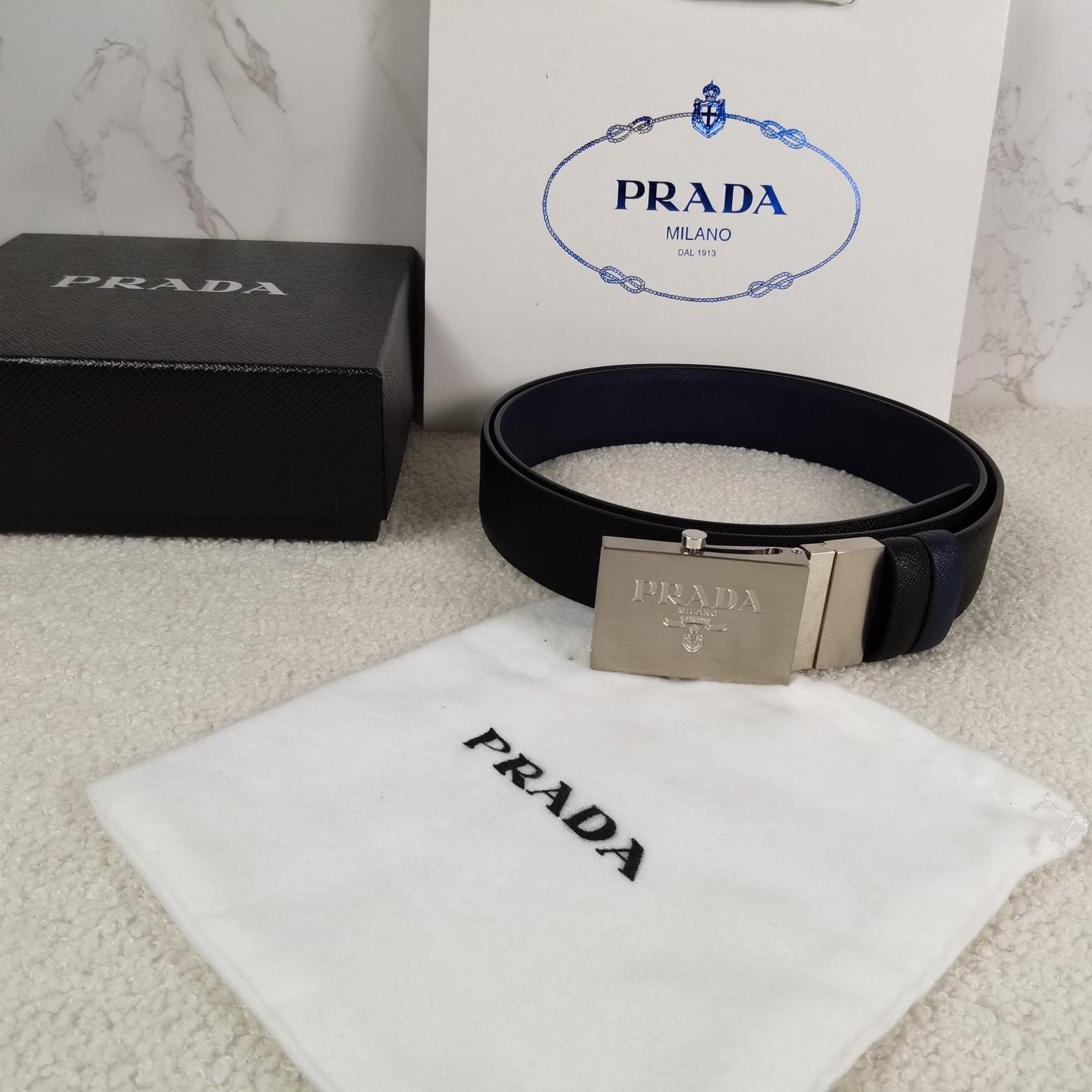 Prada Saffiano Leather Reversible Belt - EUR FASHION