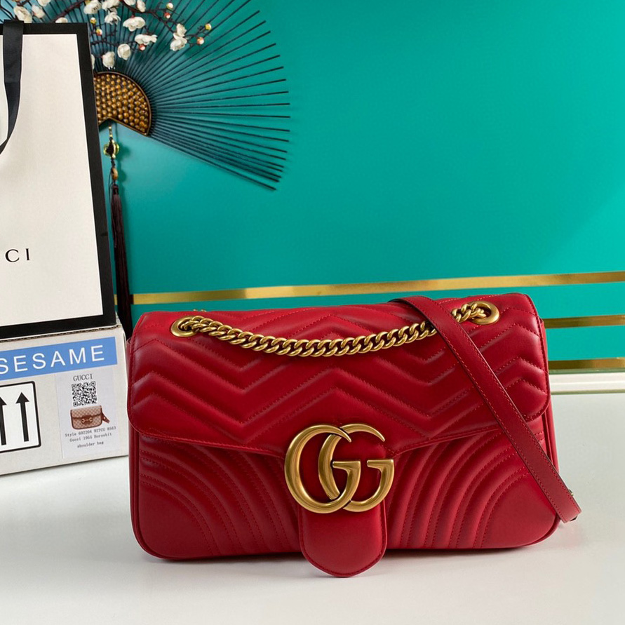 Gucci GG Marmont Medium Matelassé Shoulder Bag(31-19-7CM)     443496 - EUR FASHION