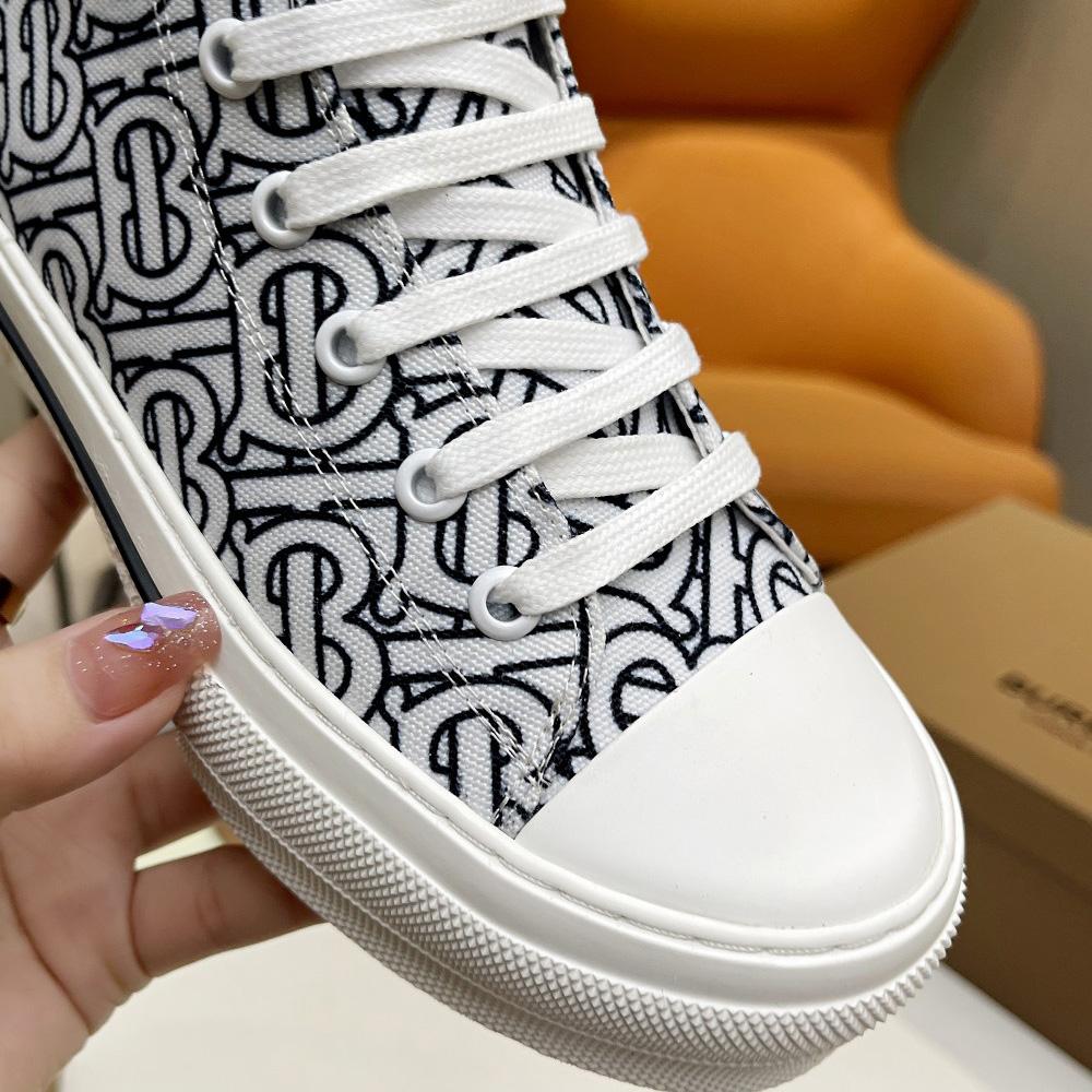 Burberry Vintage Monogram Print Cotton High-top Sneakers - EUR FASHION