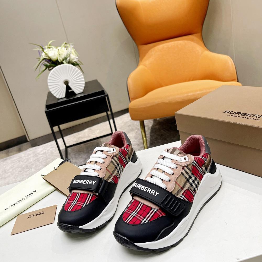 Burberry Vintage Contrast Check And Leather Sneakers - EUR FASHION