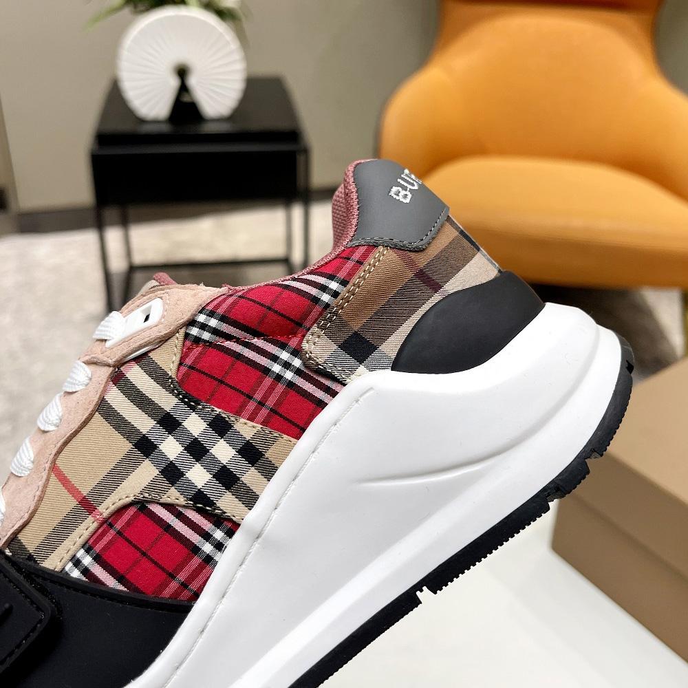 Burberry Vintage Contrast Check And Leather Sneakers - EUR FASHION