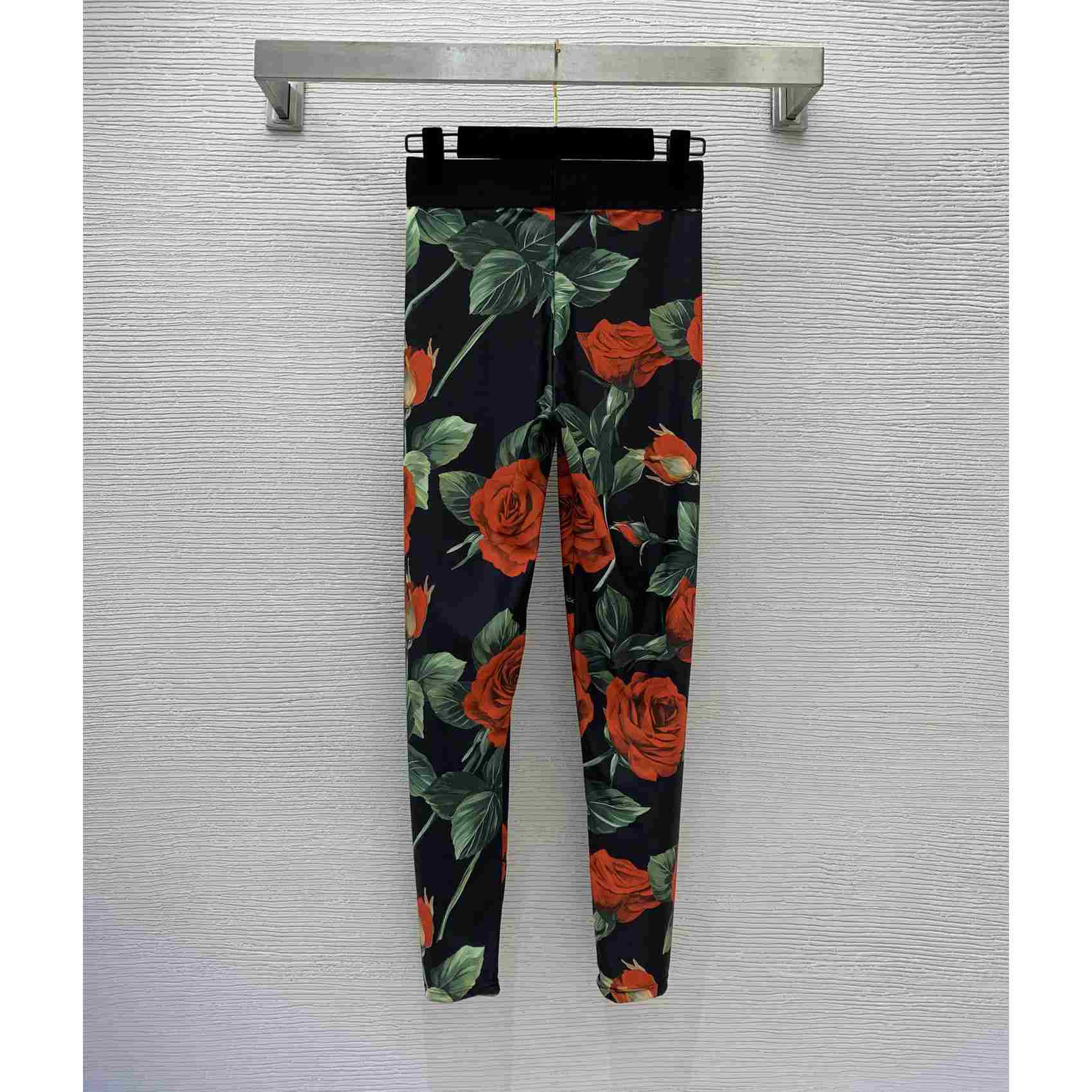 Dolce & Gabbana Floral Silk-Blend Charmeuse Leggings & High Neck Top - EUR FASHION