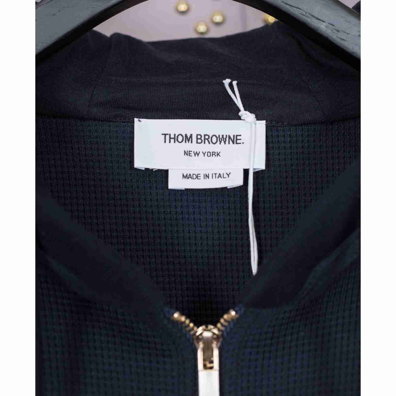 Thom Browne 4-Bar Zip-Up Cotton Hoodie - EUR FASHION