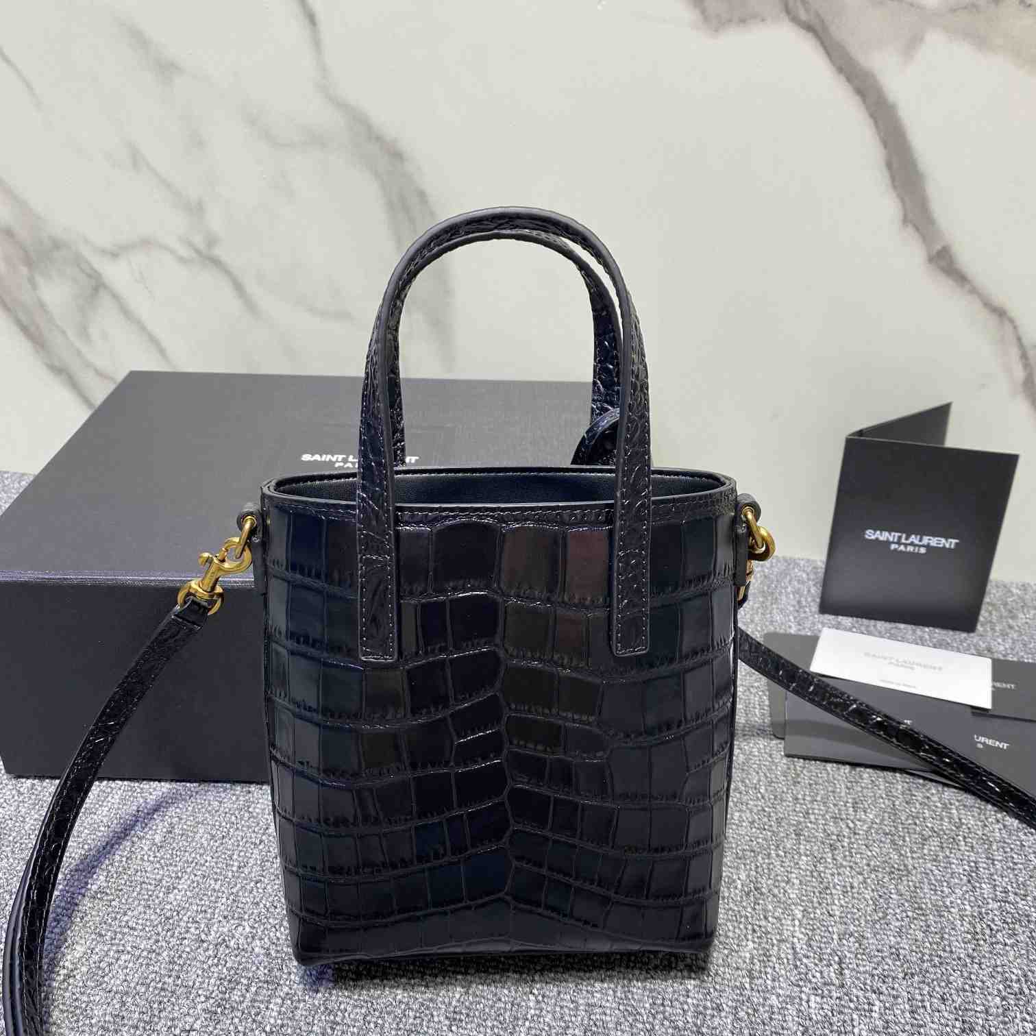 Saint Laurent Paris Mini Toy Shopping In Crocodile-Embossed Leather  - EUR FASHION