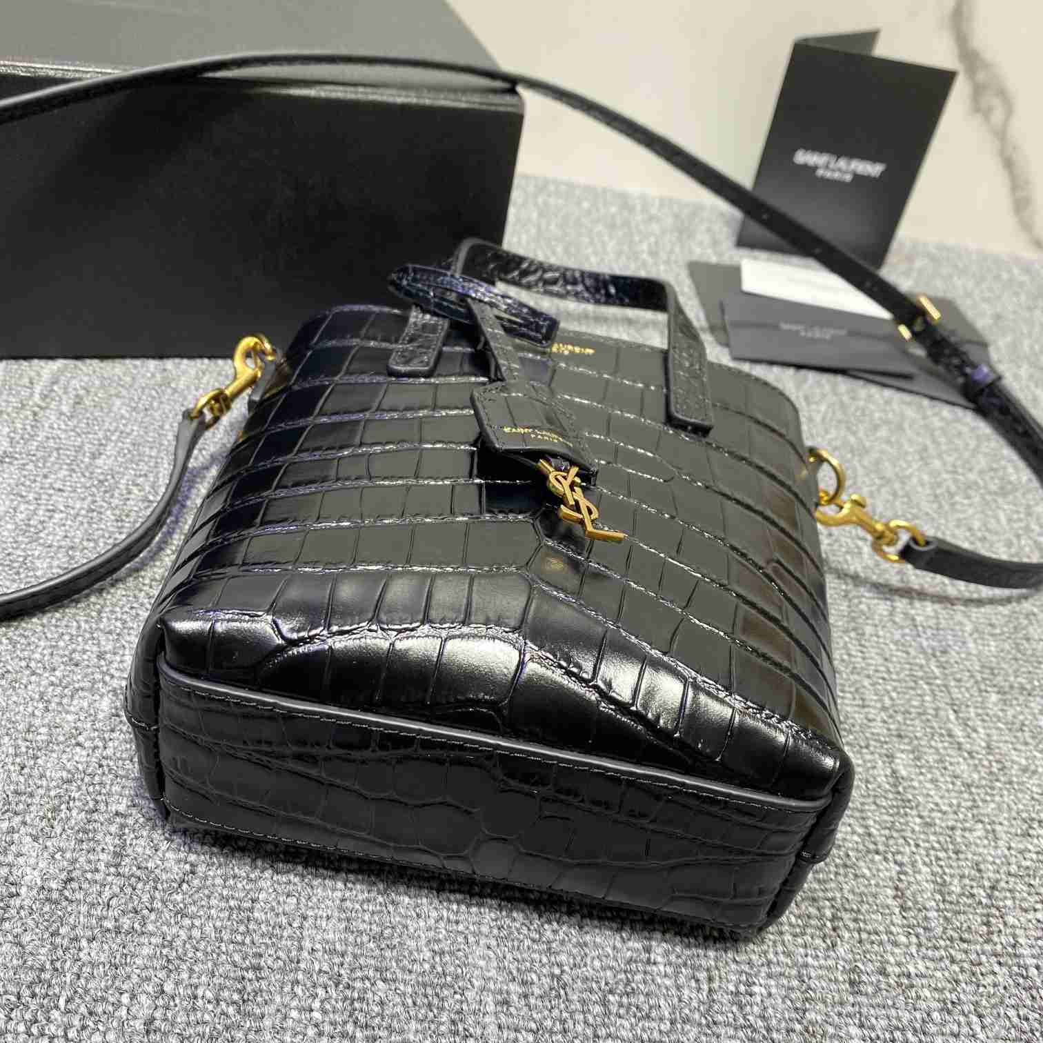 Saint Laurent Paris Mini Toy Shopping In Crocodile-Embossed Leather  - EUR FASHION