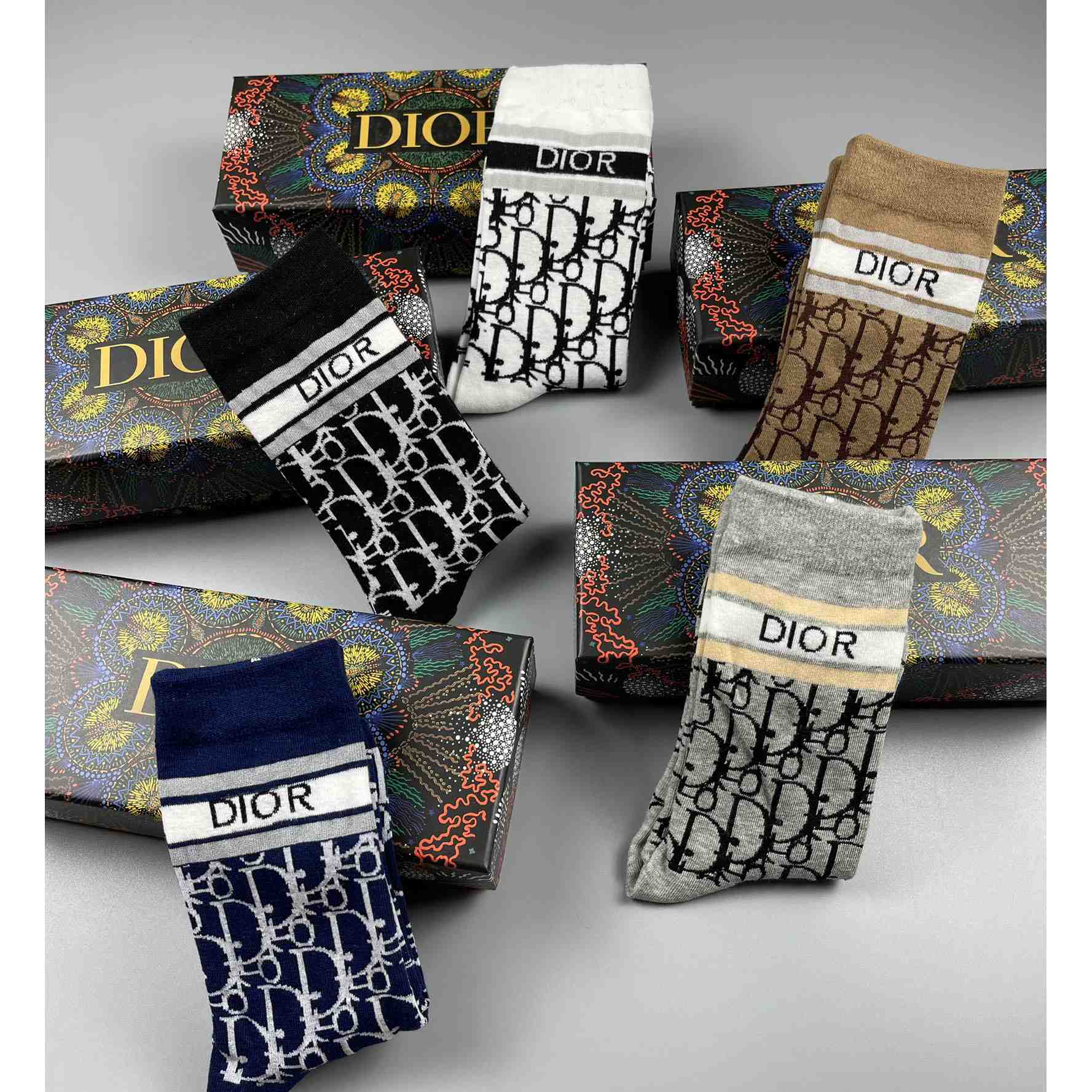 Dior Oblique Wool Socks /Box - EUR FASHION