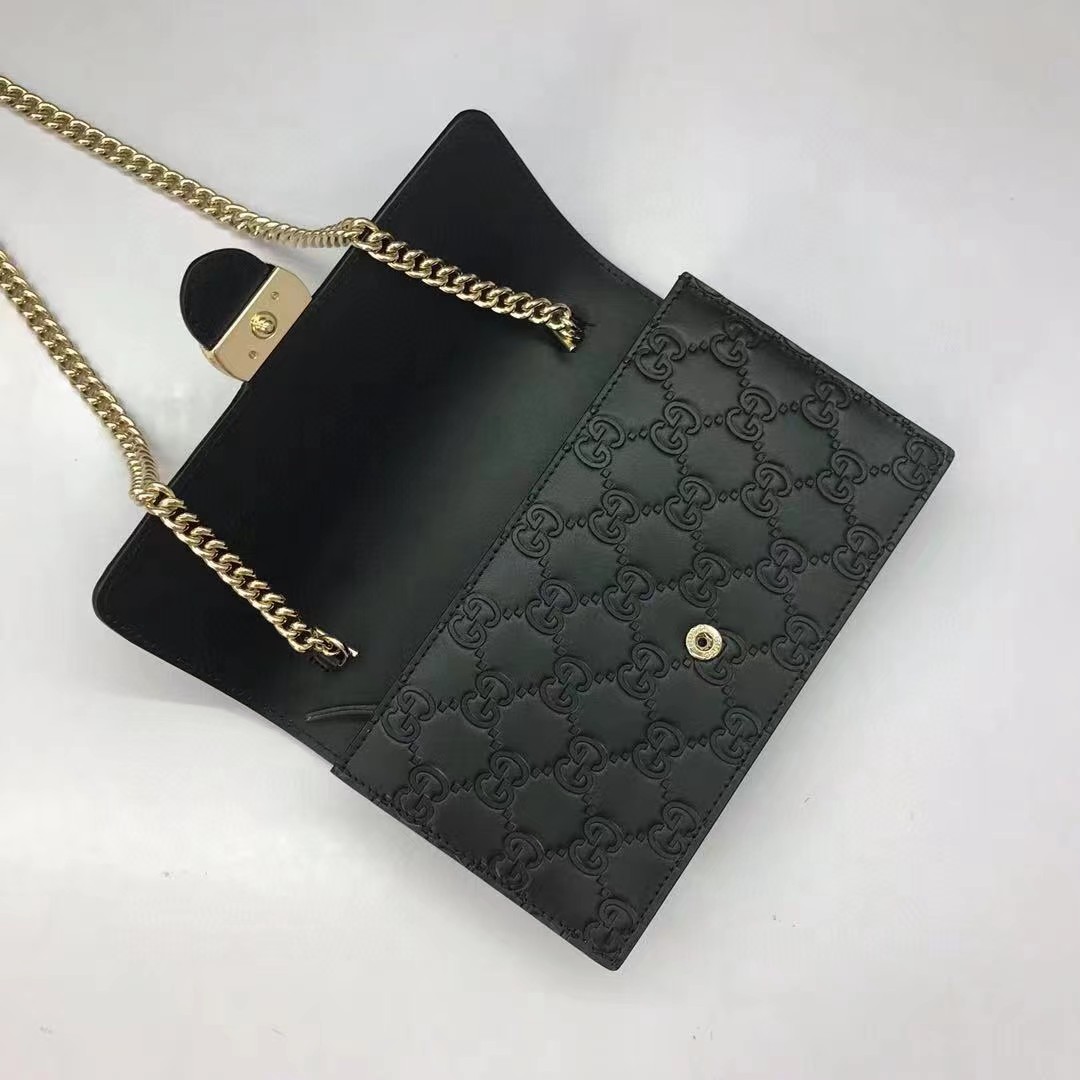 Gucci Guccissima Icon Chain Wallet Black(20-13-6cm) - EUR FASHION