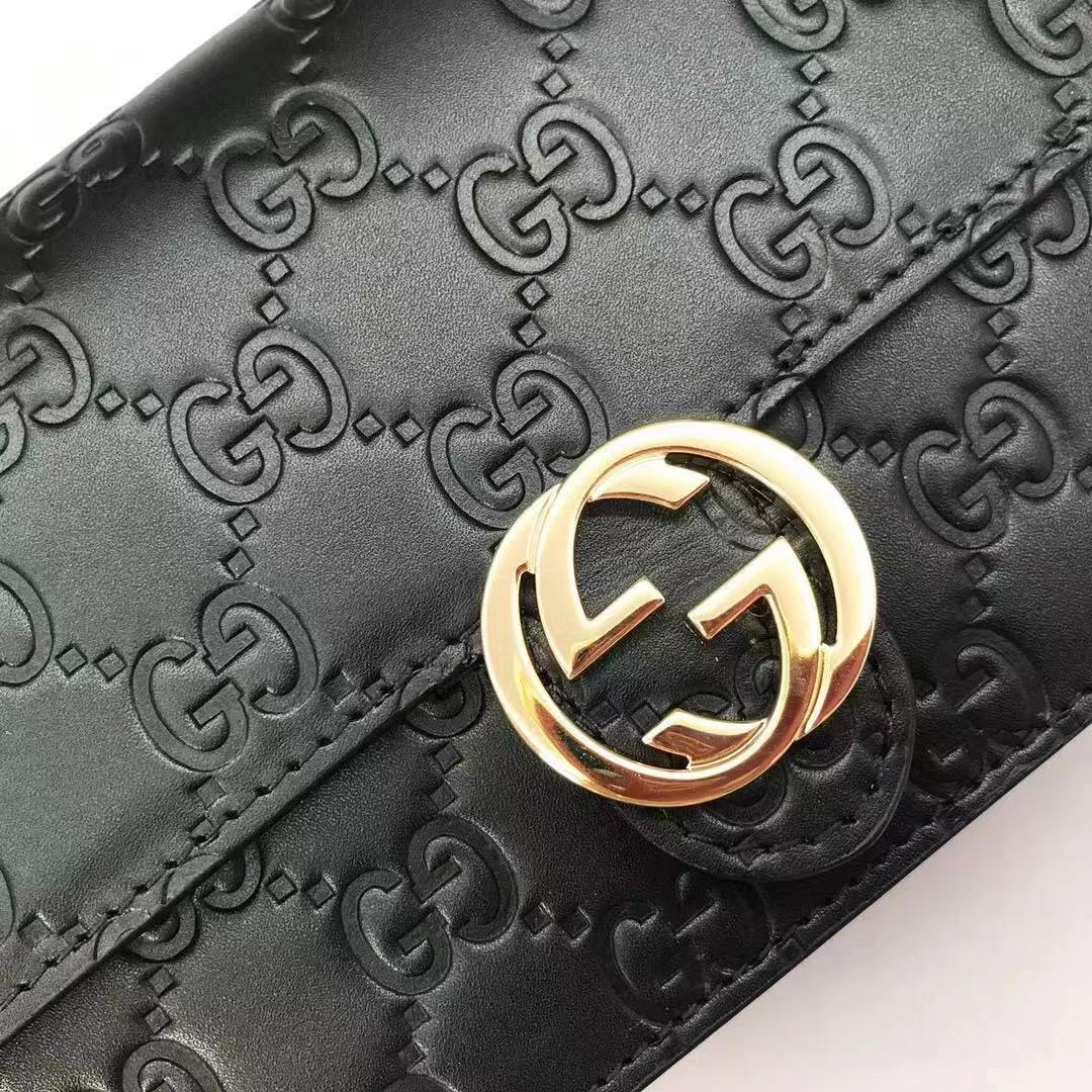 Gucci Guccissima Icon Chain Wallet Black(20-13-6cm) - EUR FASHION