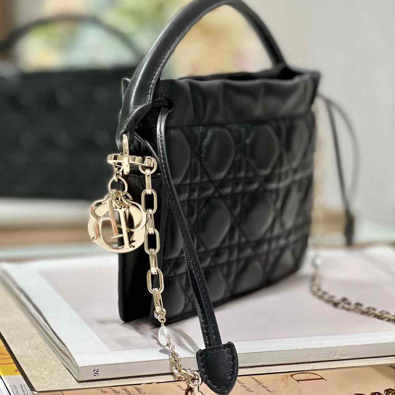 Dior Lady Dior Top Handle Drawstring Mini Bag - EUR FASHION