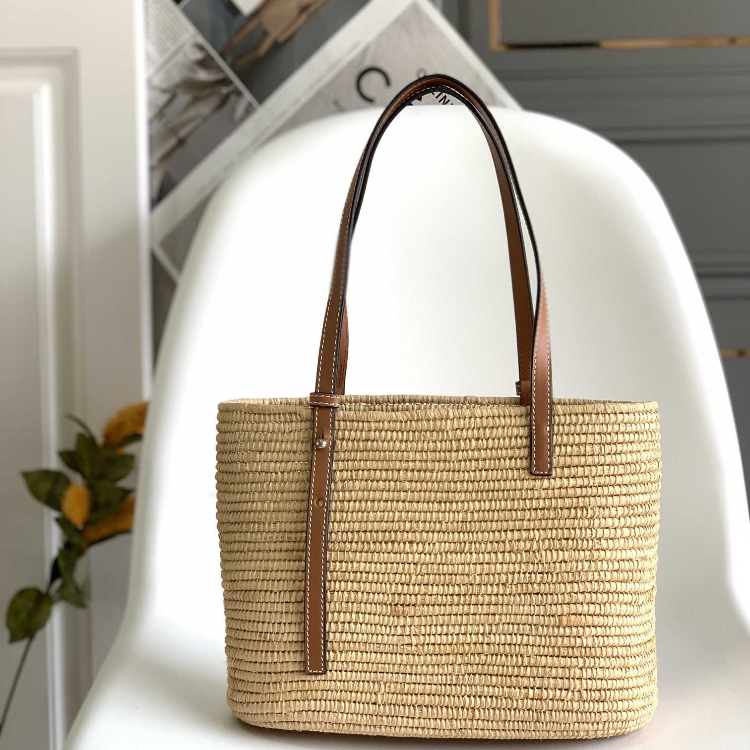 Loewe Small Square Basket bag In Raffia And Calfskin (30*21*11cm) - EUR FASHION