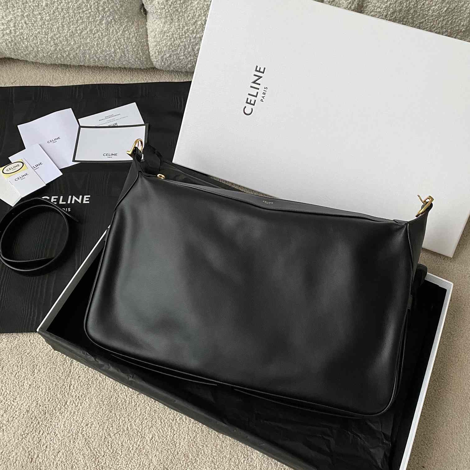 Celine Large Romy In Supple Calfskin Black - EUR FASHION