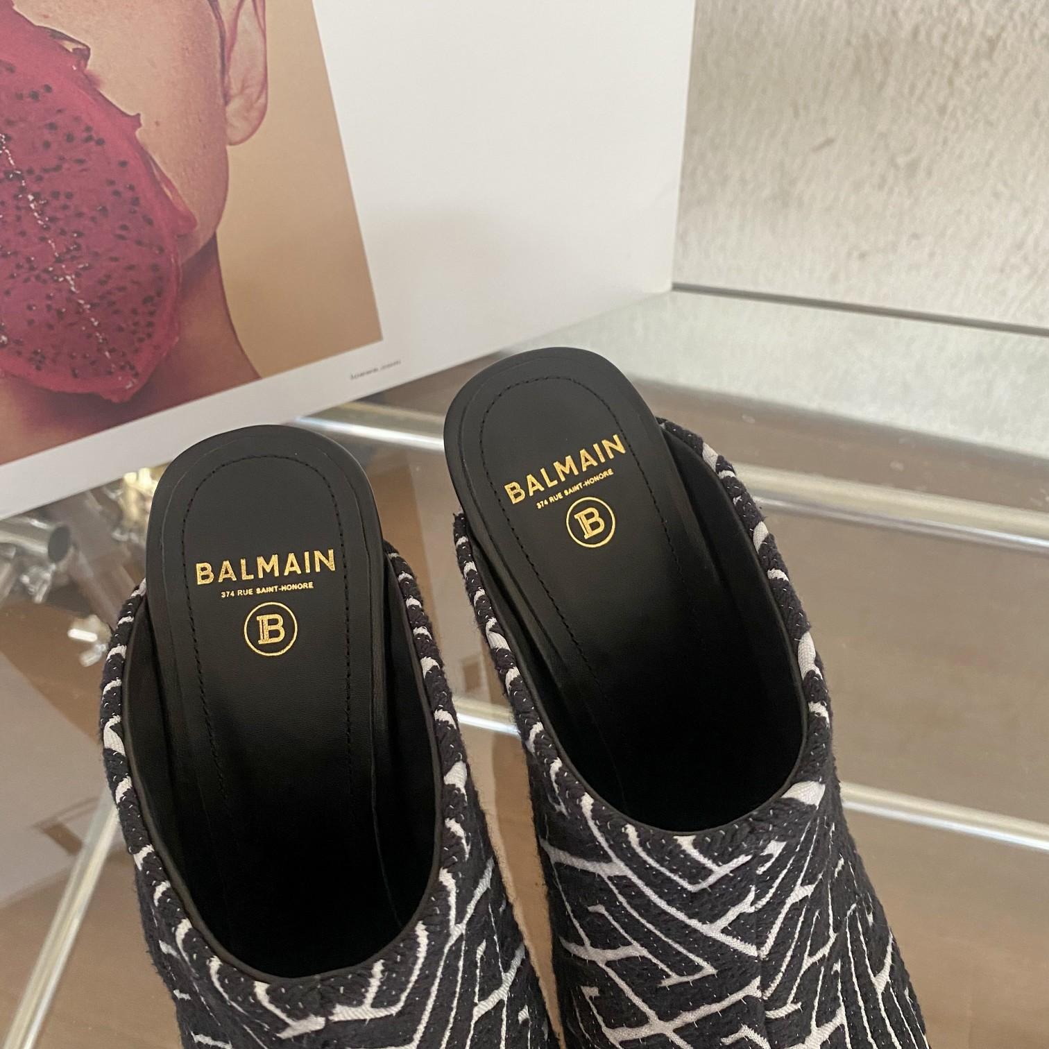 Balmain Monogram-Print Heeled Mules - EUR FASHION