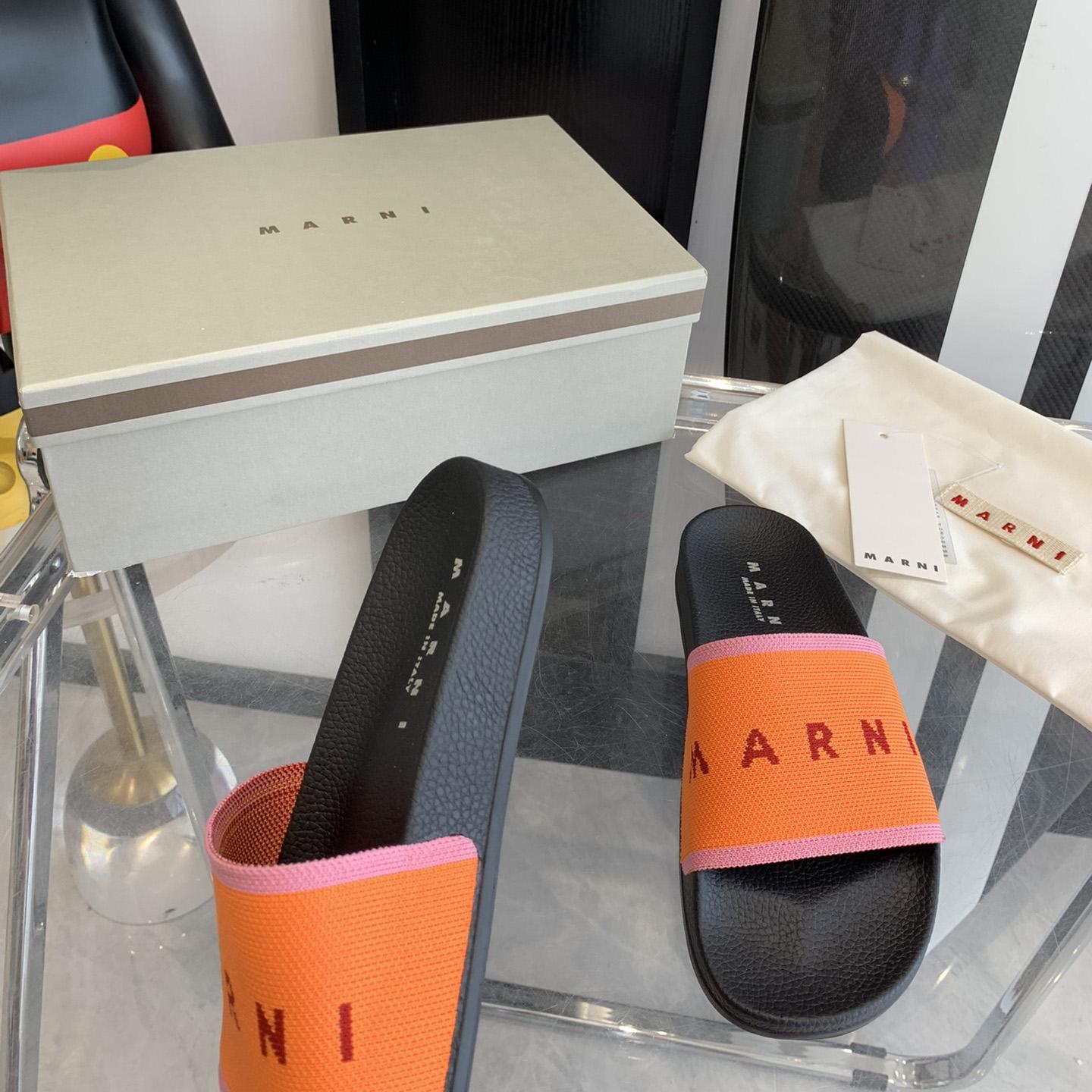 Marni Orange Logo Jacquard Rubber Slide - EUR FASHION