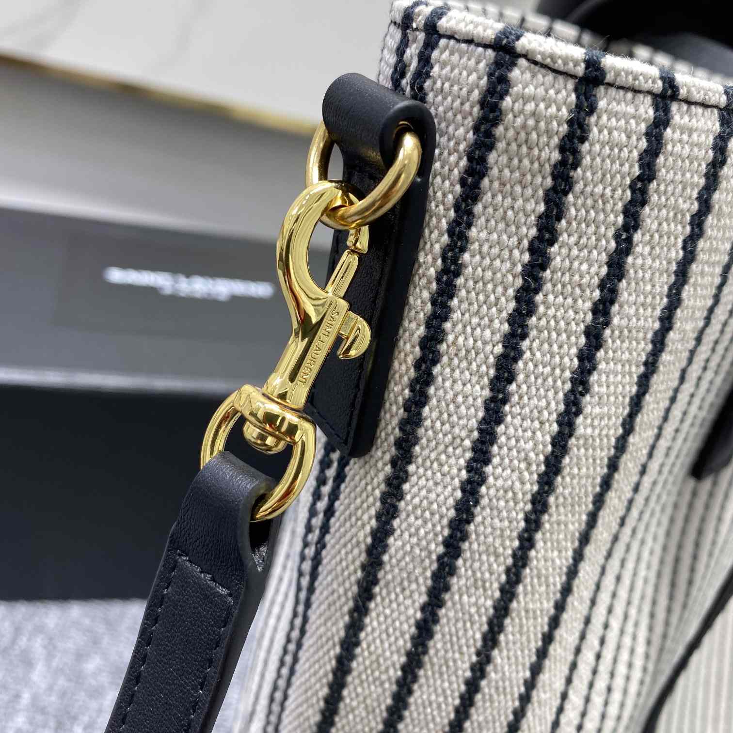 Saint Laurent Shopping Toy Striped Canvas Tote (25x28x8cm) - EUR FASHION