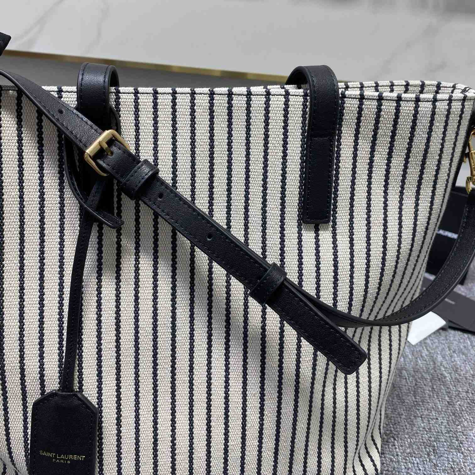 Saint Laurent Shopping Toy Striped Canvas Tote (25x28x8cm) - EUR FASHION