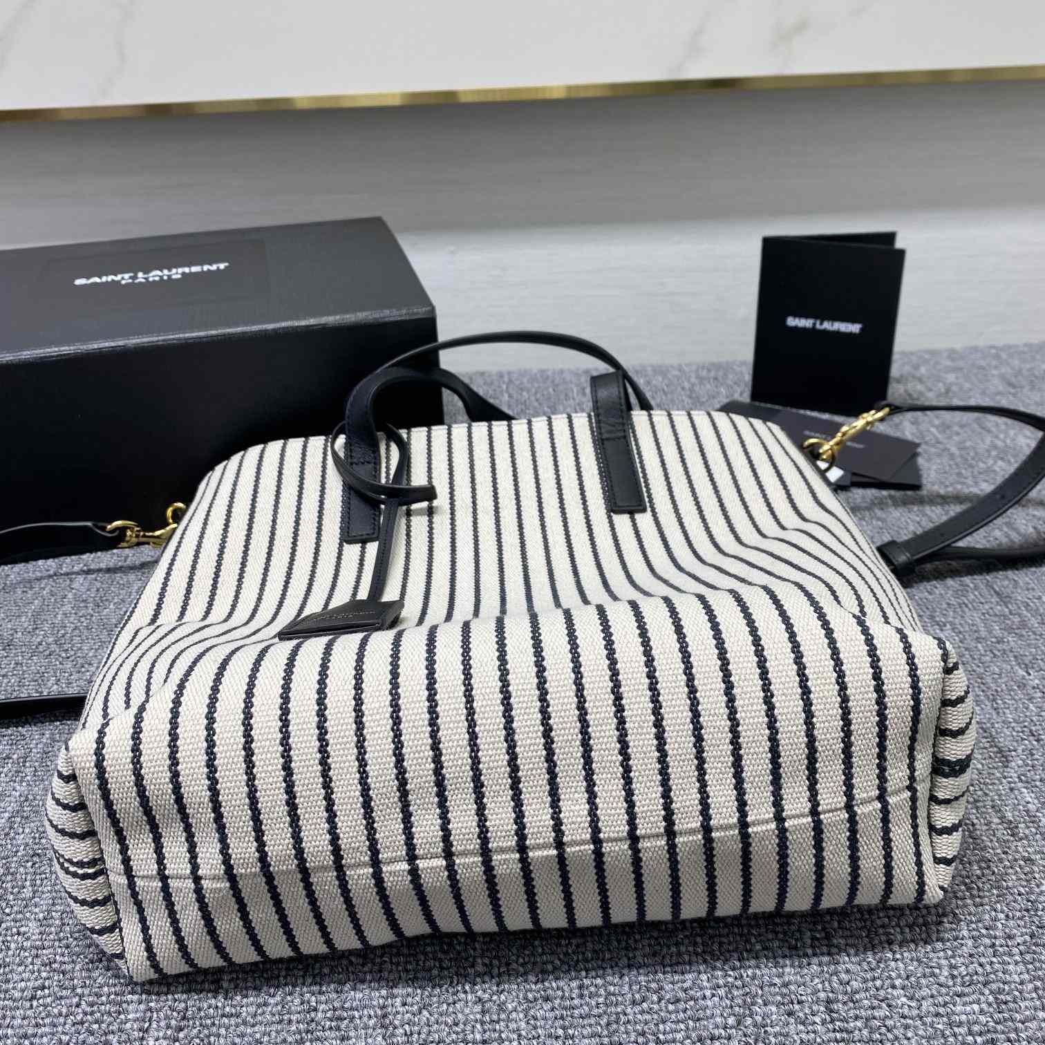 Saint Laurent Shopping Toy Striped Canvas Tote (25x28x8cm) - EUR FASHION