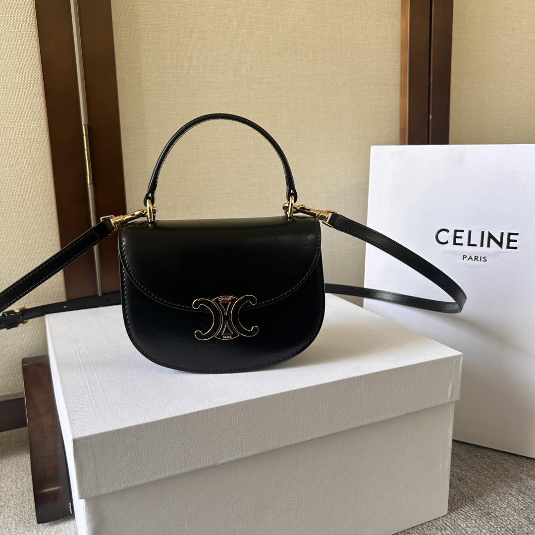 Celine Mini Besace Triomphe In Shiny Calfskin - EUR FASHION