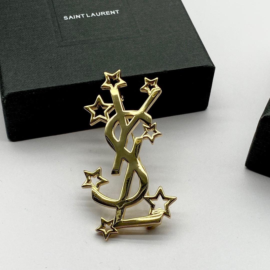 Saint Laurent YSL Logo Brooch - EUR FASHION