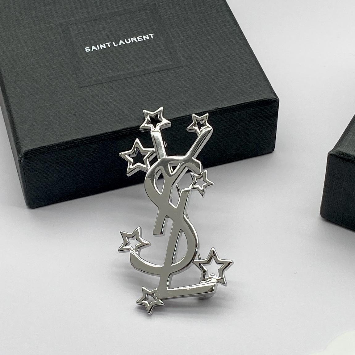 Saint Laurent YSL Logo Brooch - EUR FASHION