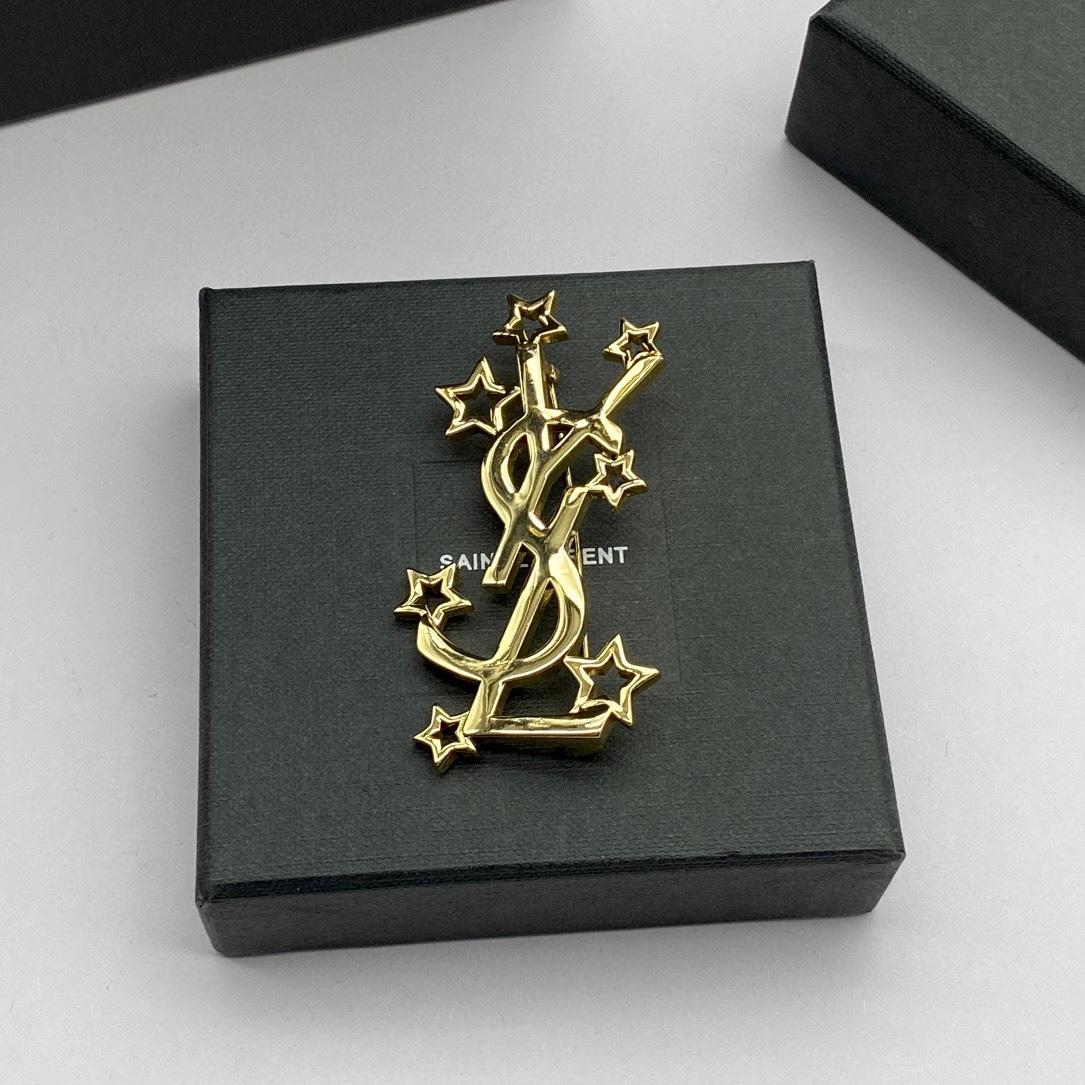 Saint Laurent YSL Logo Brooch - EUR FASHION