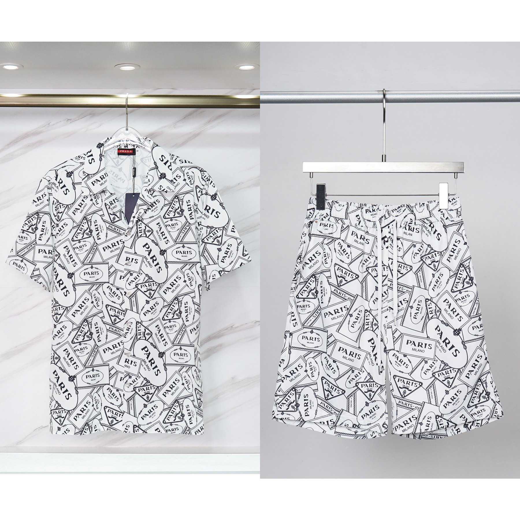 Prada Logo Short Sleeve Shirt & Shorts - EUR FASHION