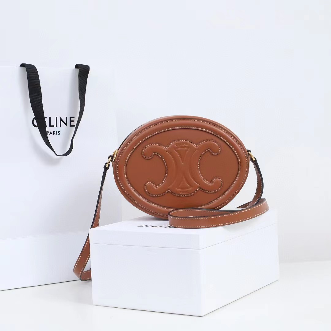 Celine Oval Bag Cuir Triomphe In Smooth Calfskin Tan - EUR FASHION