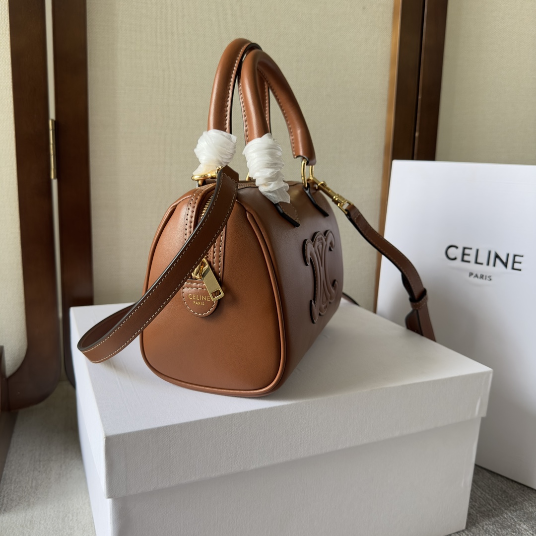 Celine Small Boston Cuir Triomphe In Smooth Calfskin Tan - EUR FASHION