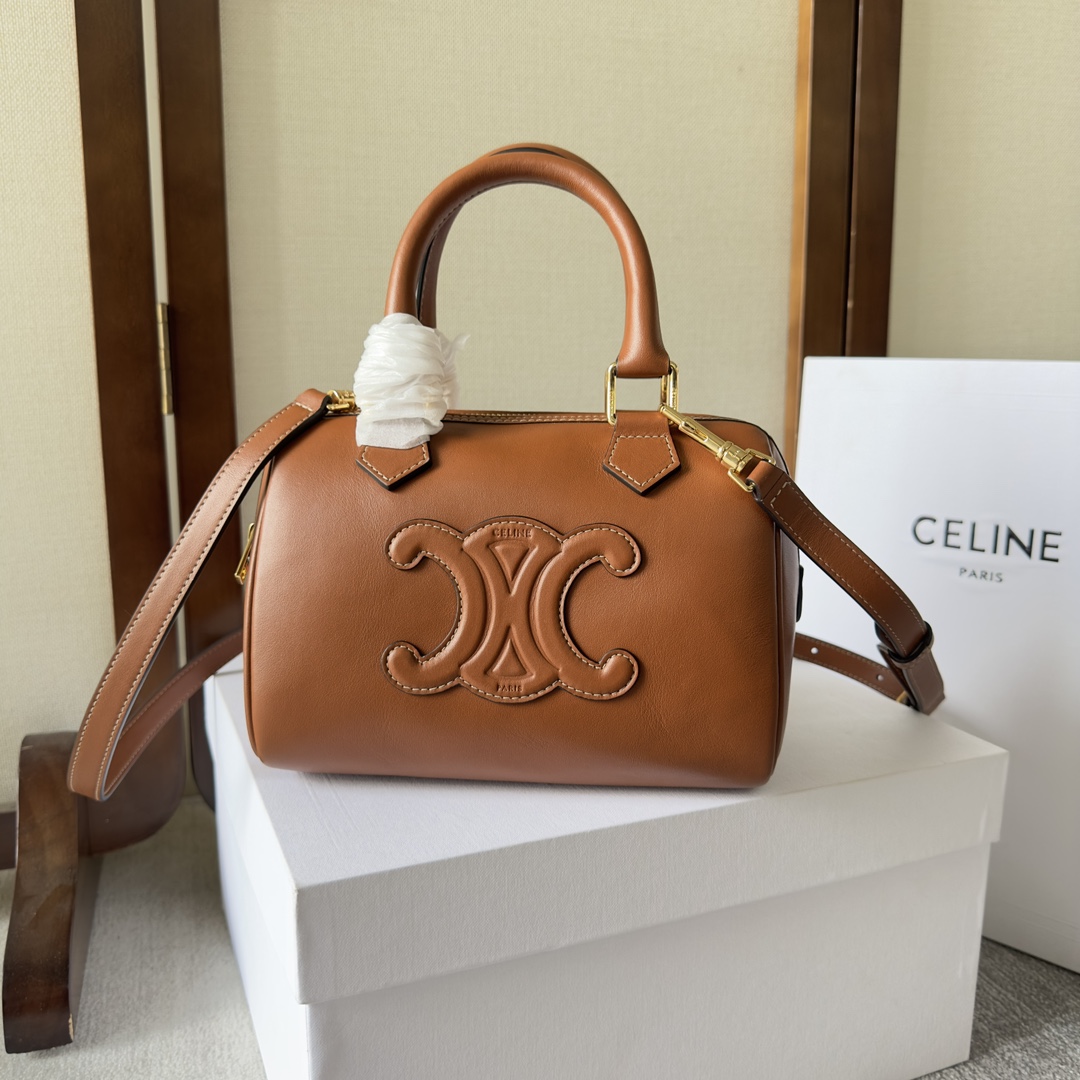 Celine Small Boston Cuir Triomphe In Smooth Calfskin Tan - EUR FASHION