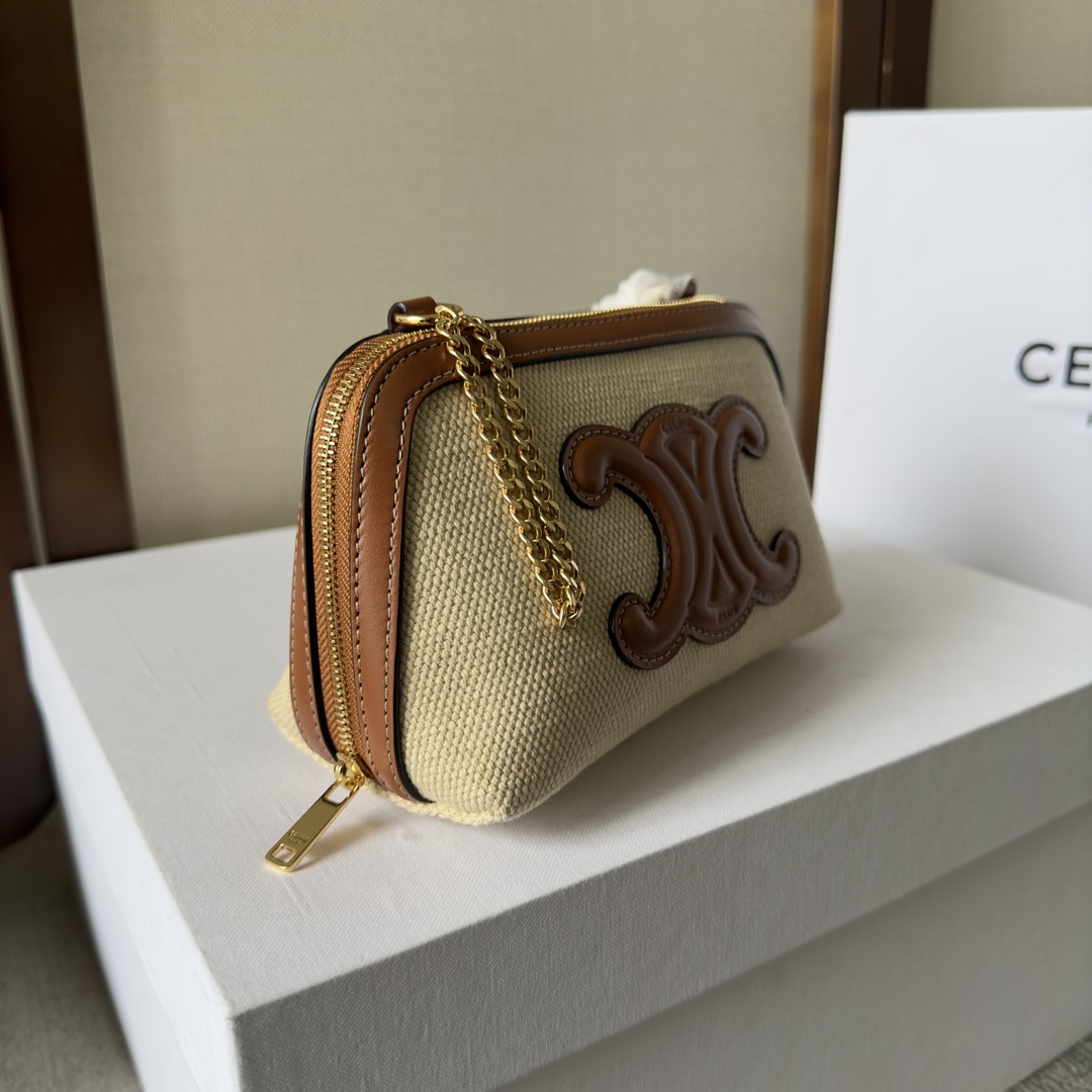 Celine Clutch On Chain Cuir Triomphe Natural / Tan - EUR FASHION