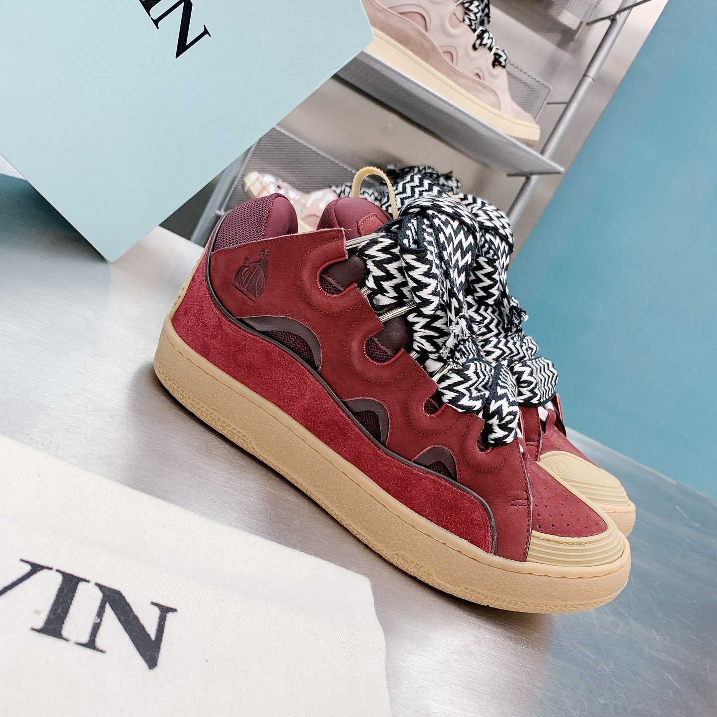 Lanvin Leather Curb Sneakers - EUR FASHION