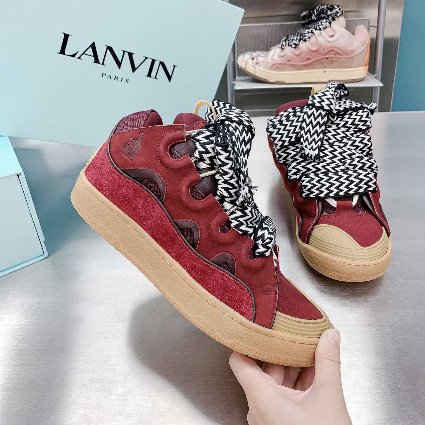 Lanvin Leather Curb Sneakers - EUR FASHION