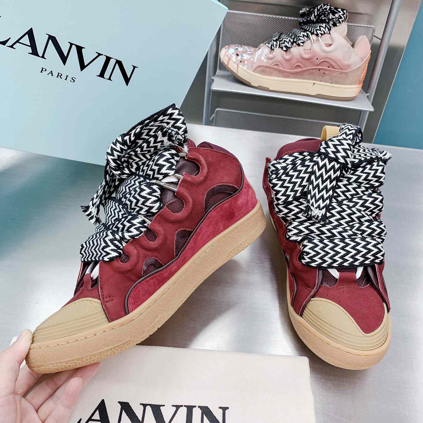 Lanvin Leather Curb Sneakers - EUR FASHION