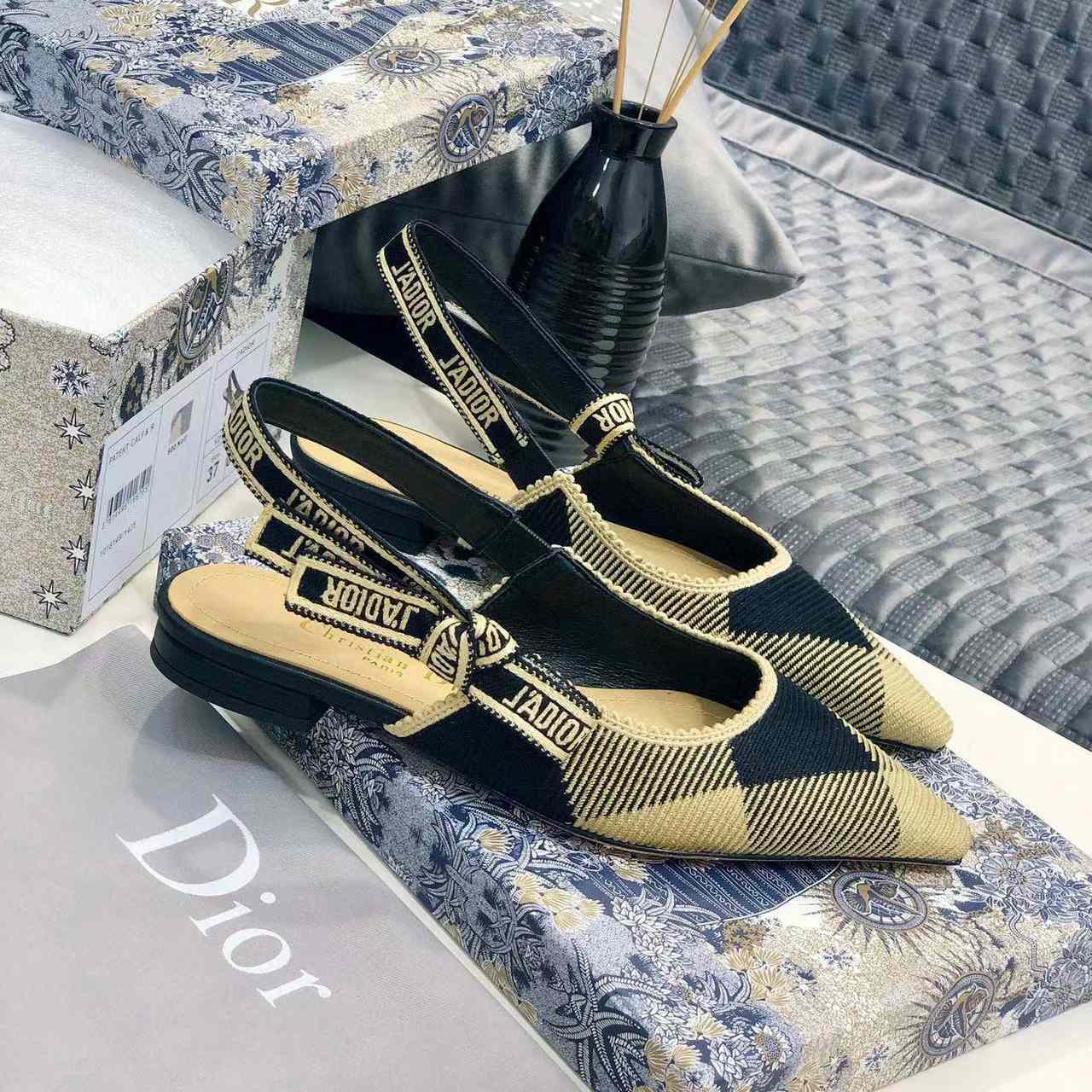 Dior J'adior Ribbon Slingback Flat - EUR FASHION