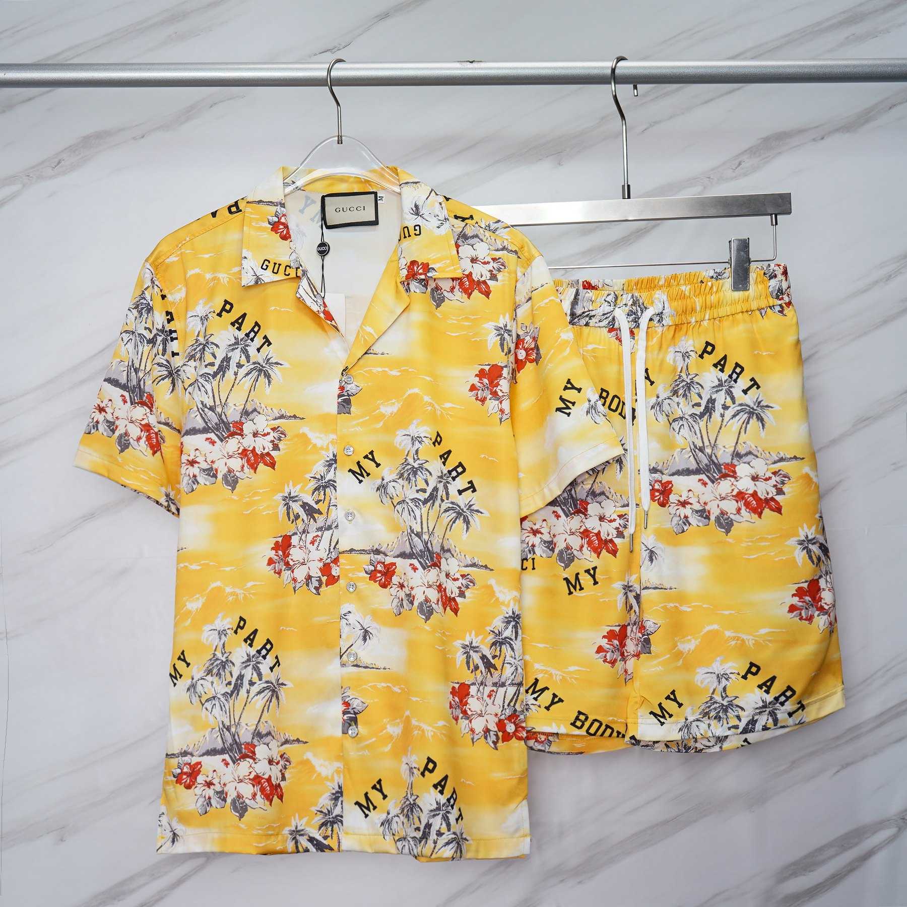 Gucci Printed Cotton Poplin Bowling Shirt & Shorts - EUR FASHION