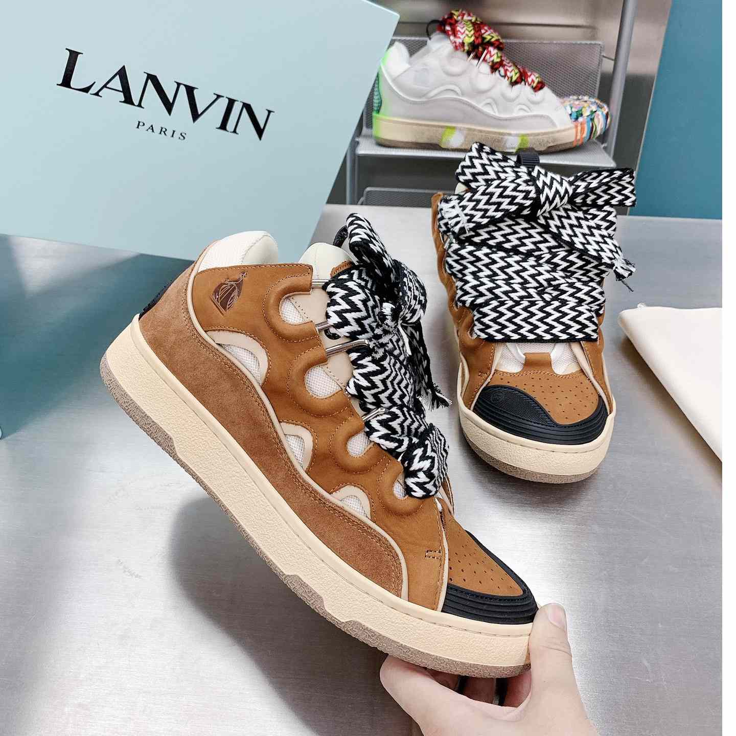 Lanvin Leather Curb Sneakers - EUR FASHION