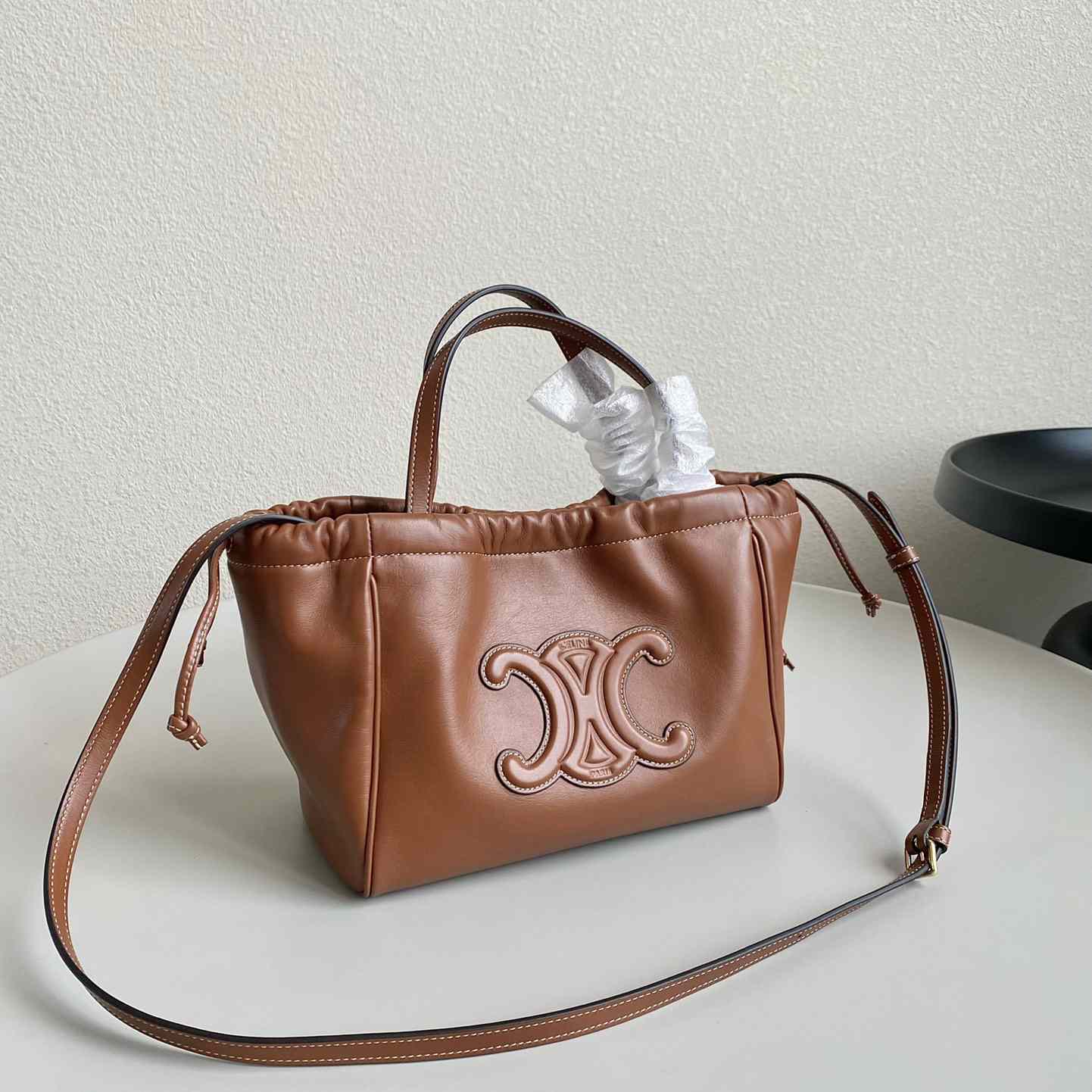 Celine Small Cabas Drawstring Cuir Triomphe In Smooth Calfskin - EUR FASHION